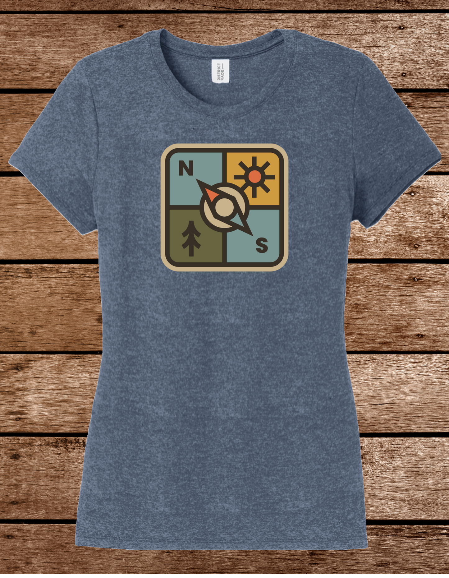 Women's Adventure Compass Tee - Retro Outdoor Hiking Graphic