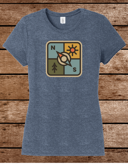 Women's Adventure Compass Tee - Retro Outdoor Hiking Graphic