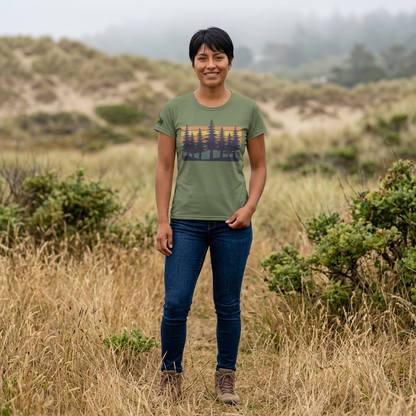 Women's Tee — Sunset Pine Forest Graphic Shirt