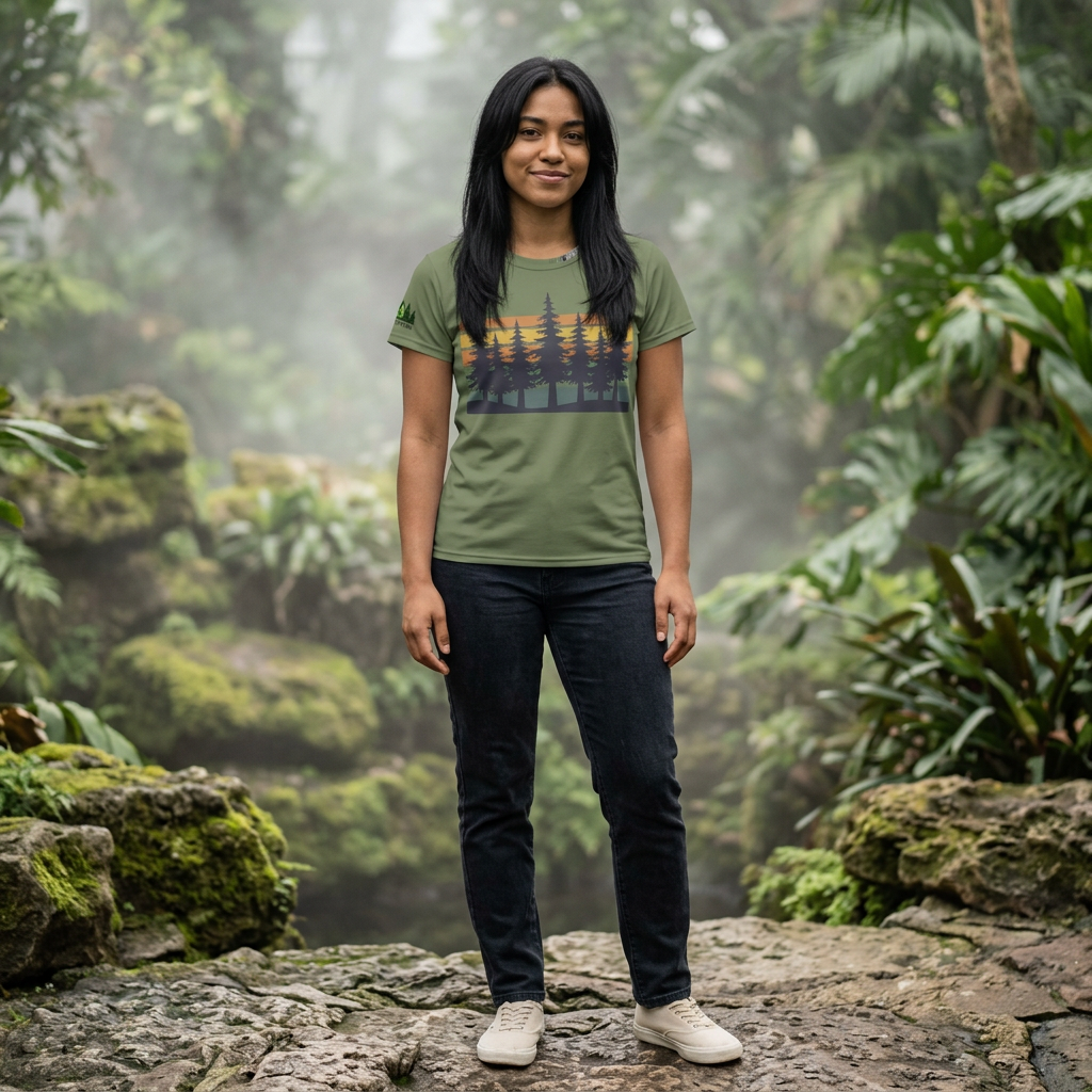 Women's Tee — Sunset Pine Forest Graphic Shirt