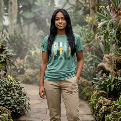 Women's Forest Sunrise Tee — Vintage Camping Graphic Shirt