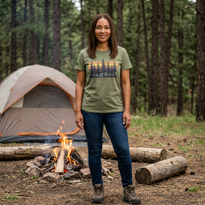 Nature Sunset Trees Women's Short Sleeve Shirt — Forest Silhouette Tee