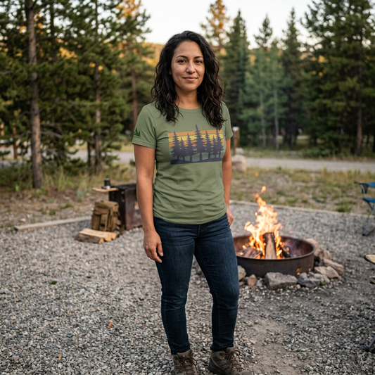 Nature Sunset Trees Women's Short Sleeve Shirt — Forest Silhouette Tee