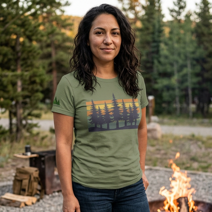 Nature Sunset Trees Women's Short Sleeve Shirt — Forest Silhouette Tee