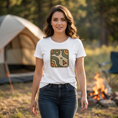 Topographic Map Compass Tee | Hiking Adventure outdoors navigation shirt
