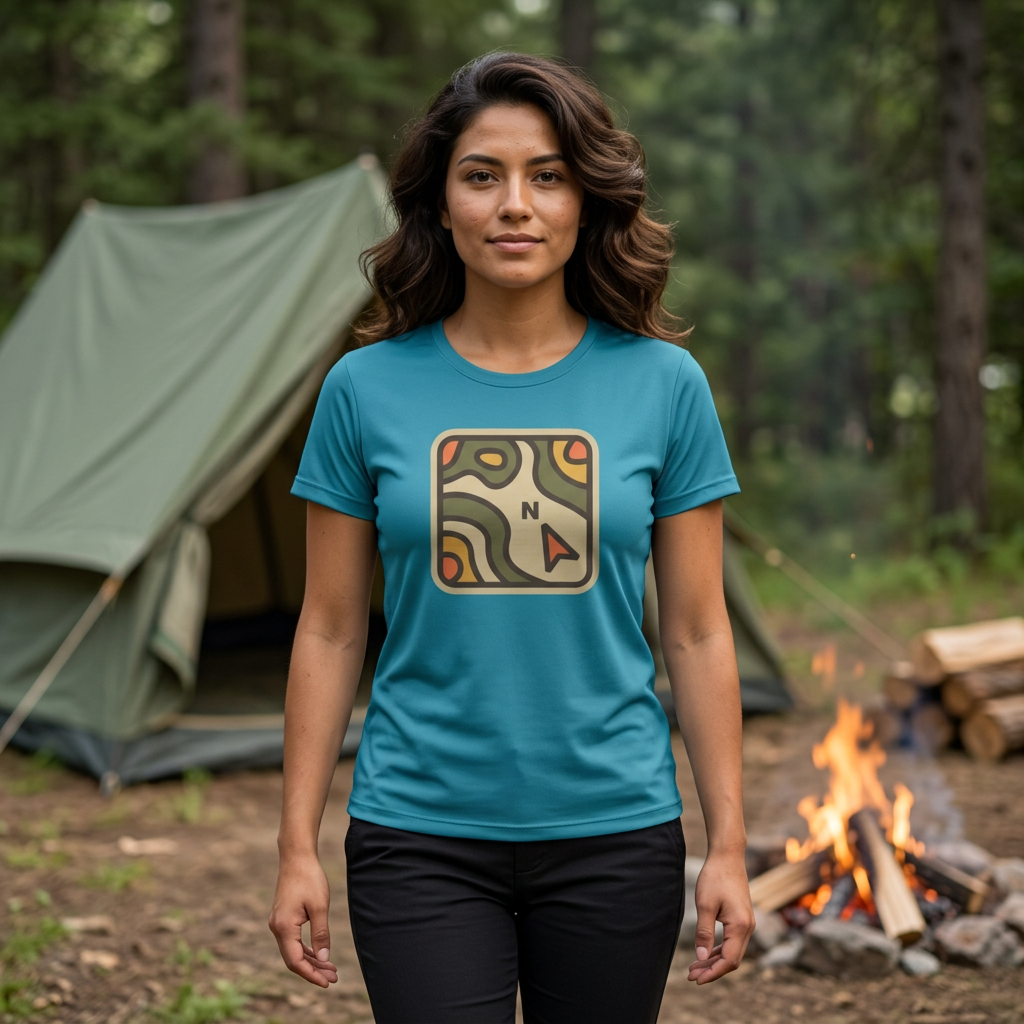 Topographic Map Compass Tee | Hiking Adventure outdoors navigation shirt