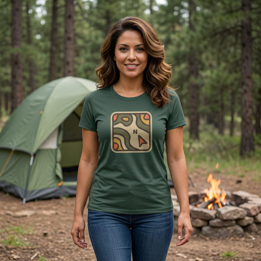 Topographic Map Compass Tee | Hiking Adventure outdoors navigation shirt