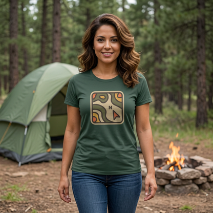 Topographic Map Compass Tee | Hiking Adventure outdoors navigation shirt