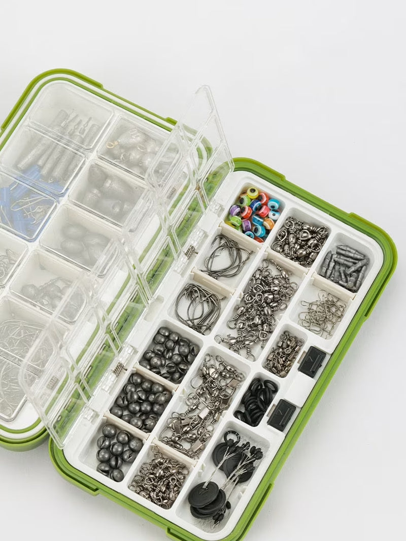 397Pcs Fishing Accessories Kit, Organized Fishing Tackle Box with Tackle Included, Fishing Hooks, Fishing Weights Sinkers, Swivels, Beads, Fishing Gear Set Equipment for Bass Trout