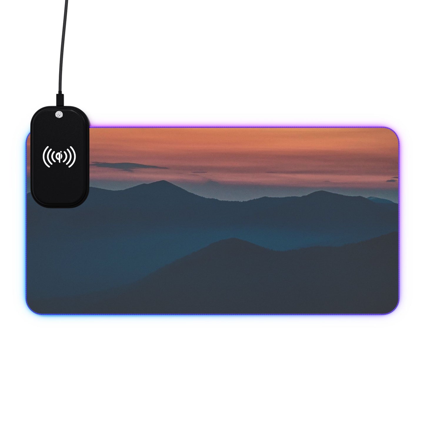 Mountain Horizon LED Gaming Mouse Pad, Wireless Charging