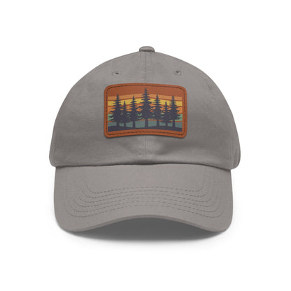 Sunset Pine Forest Cap - Leather Patch Hat