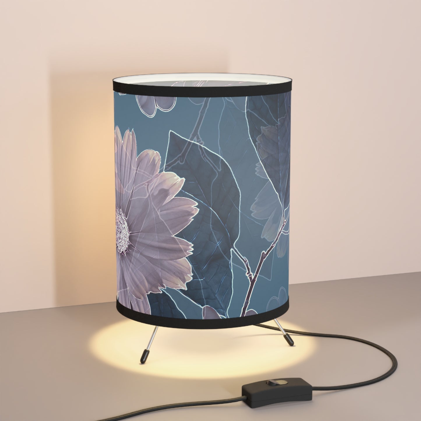 Blue Vine Tripod Lamp with High-Res Printed Shade, US\CA plug