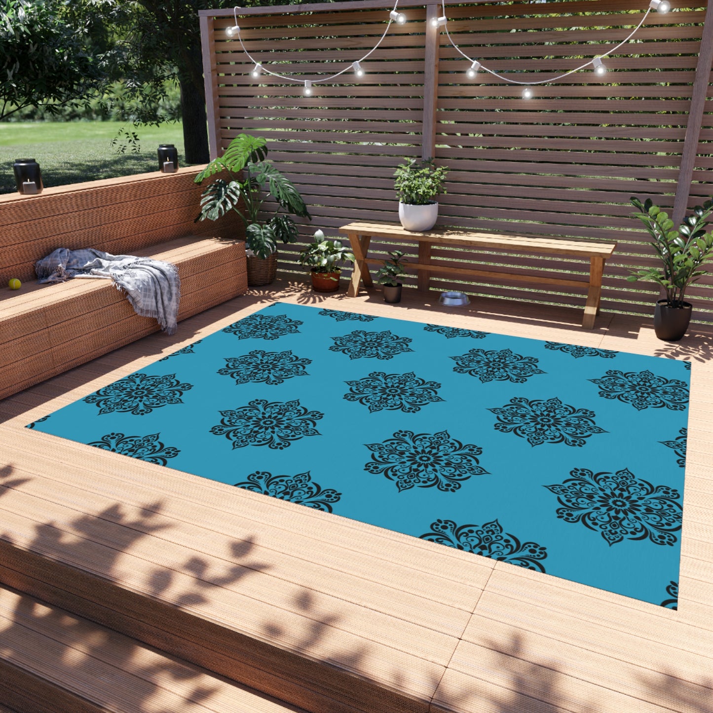 Medallion Blue Outdoor Rug