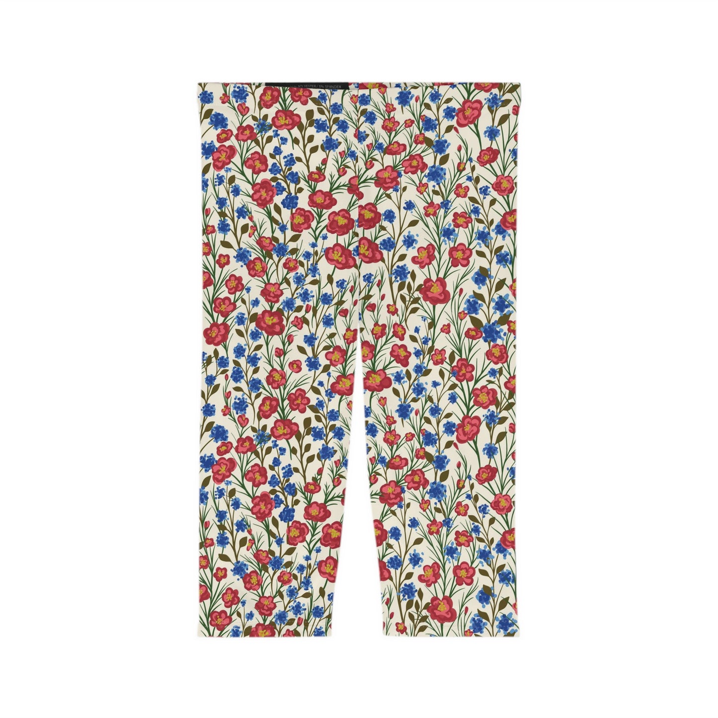 Royal Blue Flowers Women’s Capri Leggings