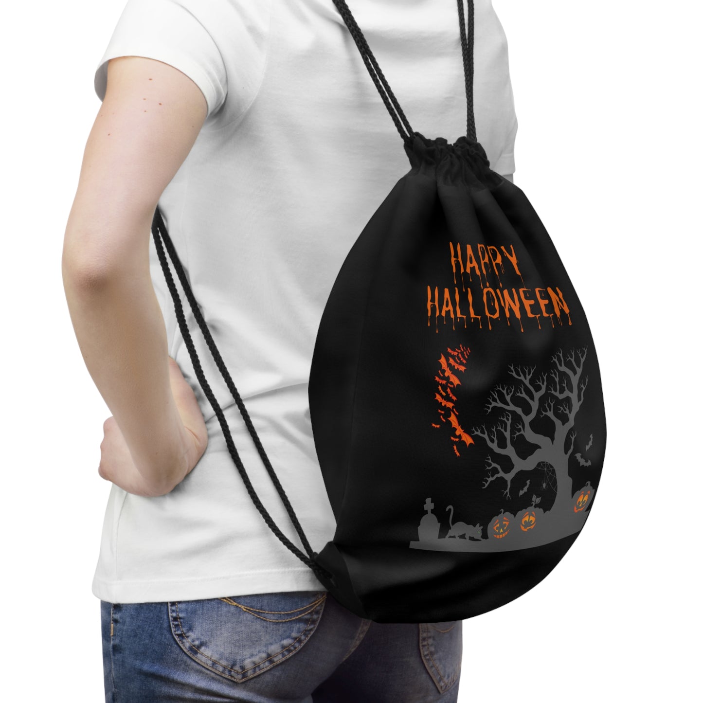 Happy Halloween Spooky Tree - Drawstring Bag