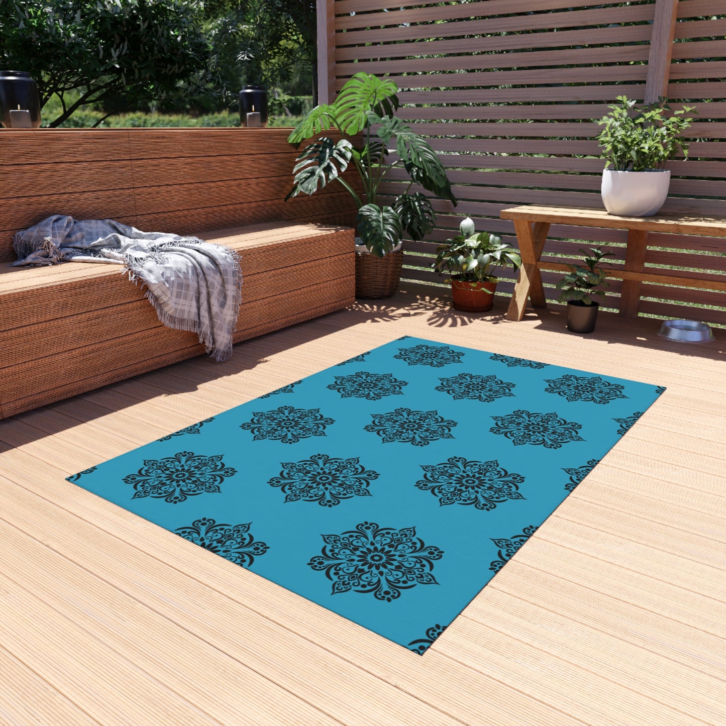 Medallion Blue Outdoor Rug