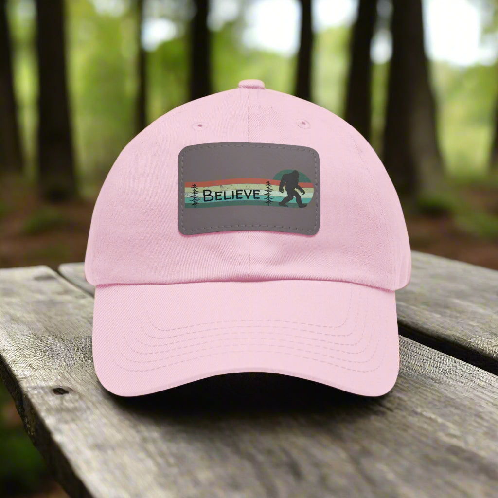 Bigfoot Believe - Hat with Leather Rectangle Patch