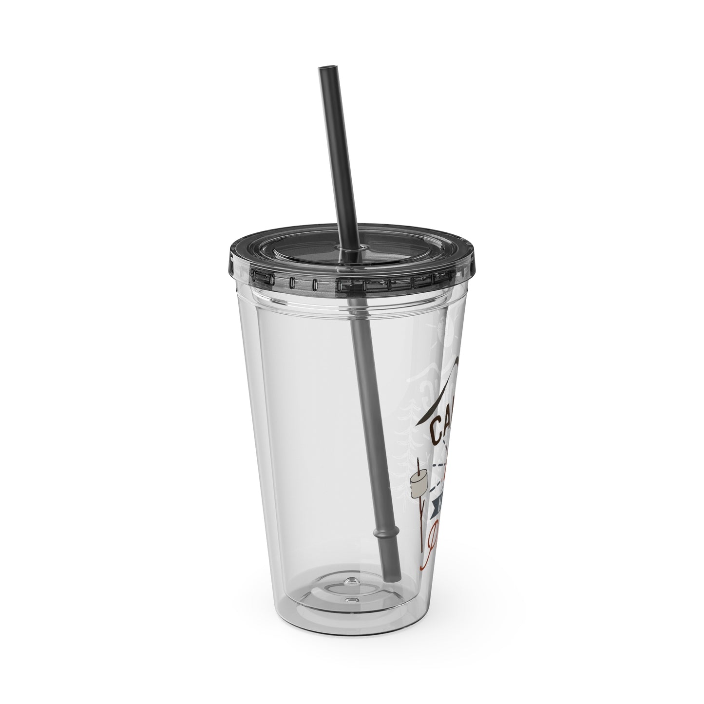 Camping is My Happy Place - Sunsplash Tumbler with Straw, 16oz