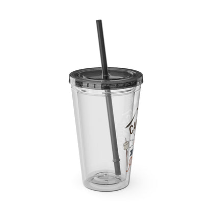 Camping is My Happy Place - Sunsplash Tumbler with Straw, 16oz