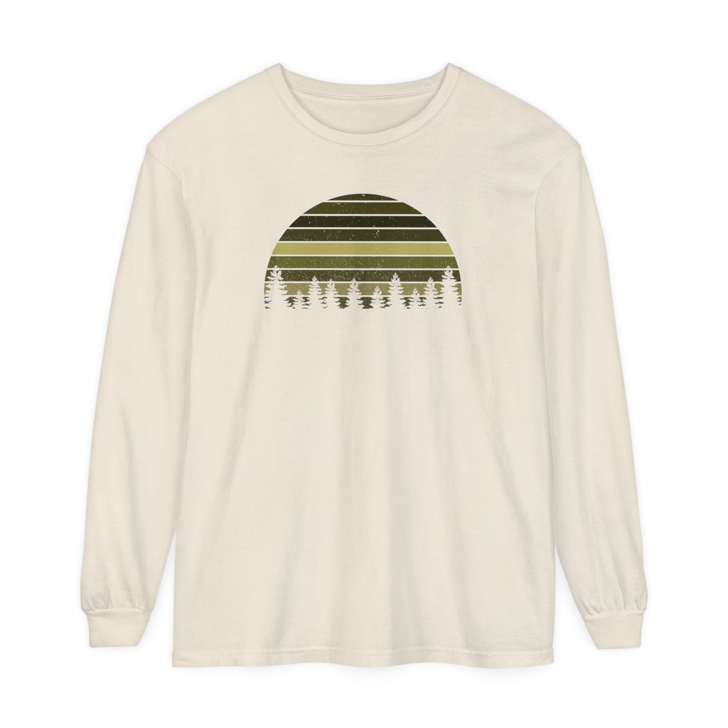 Mountain Green Pines - Unisex Garment-dyed Long Sleeve T-Shirt