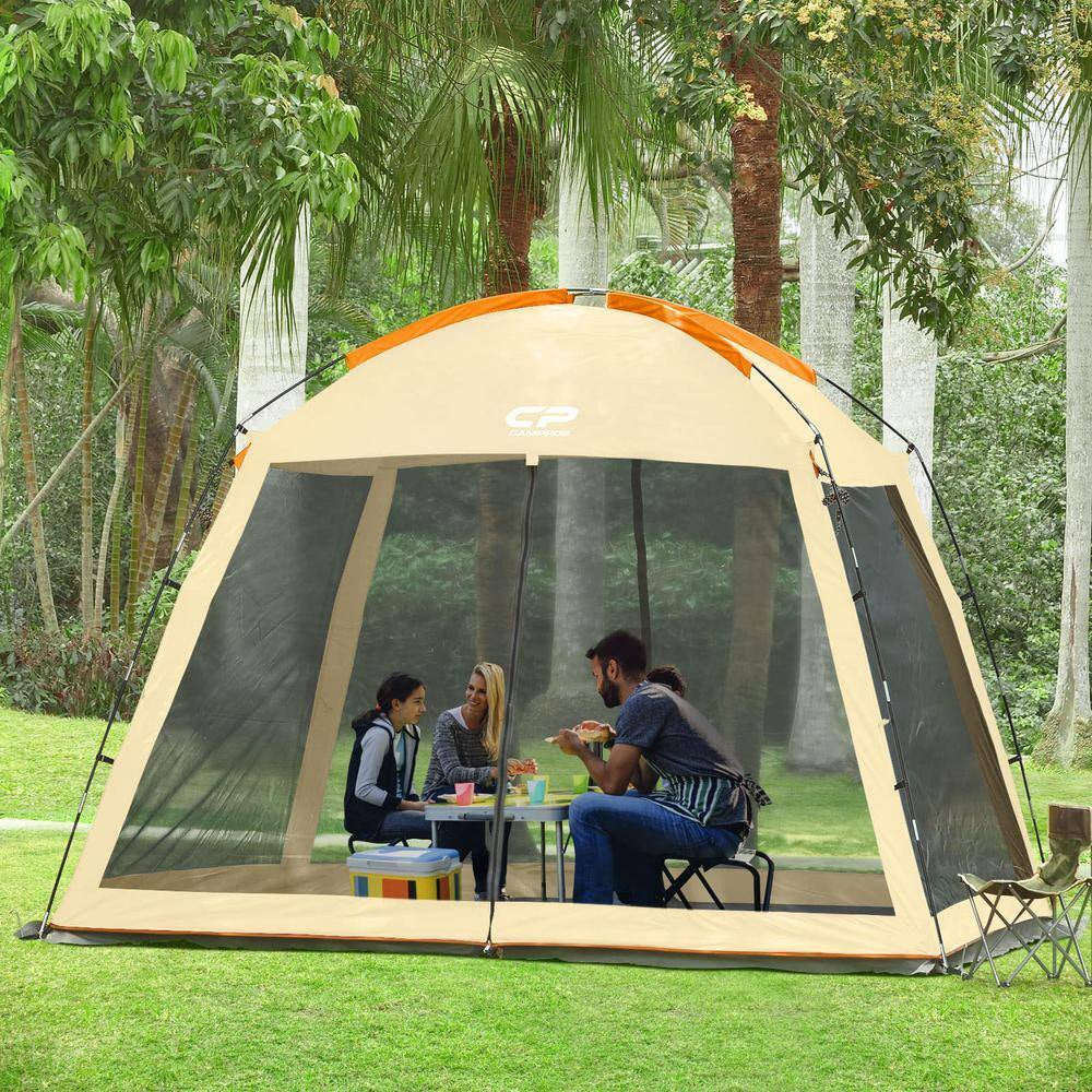 10 X 10 Ft. Mesh Net Wall Canopy Screen Dome Tent in Khaki UV Protect for Camping