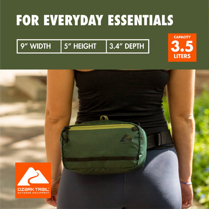 3.5 Ltr on Waist Pack, Green, Unisex, Polyester Zipper