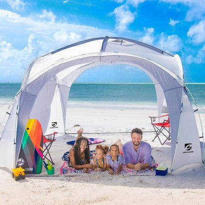 White Large Sun Shelter for 9-12 People UPF50+ Portable Beach Sunshade Tent W/Carry Bag