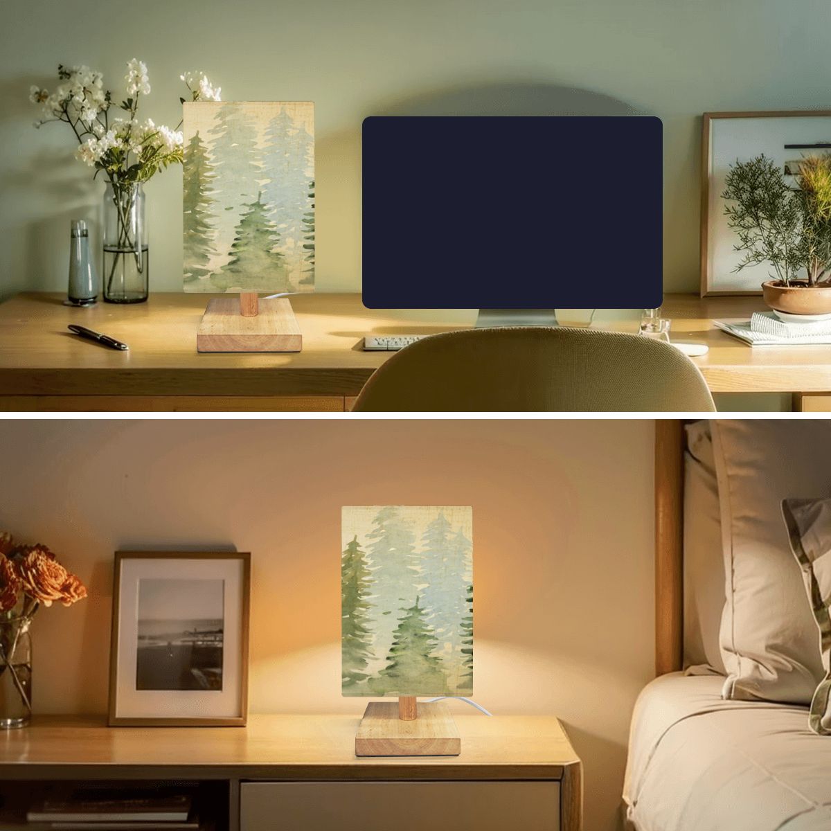 Forest Trees Square Table Lamp