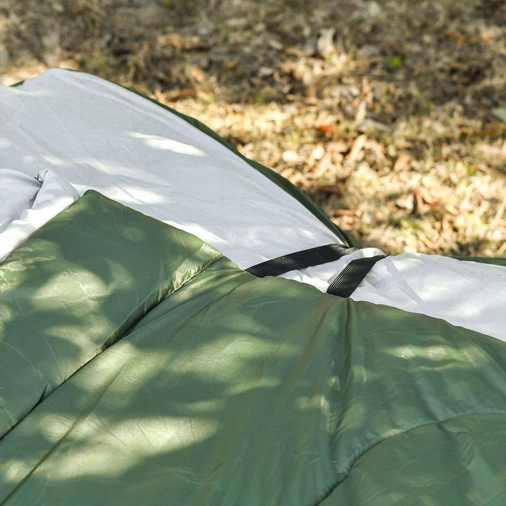 2-Person Folding Camping Cot, Outdoor Bed Set with Sleeping Bag, Inflatable Mattress, Pillows and Carry Bag, Green