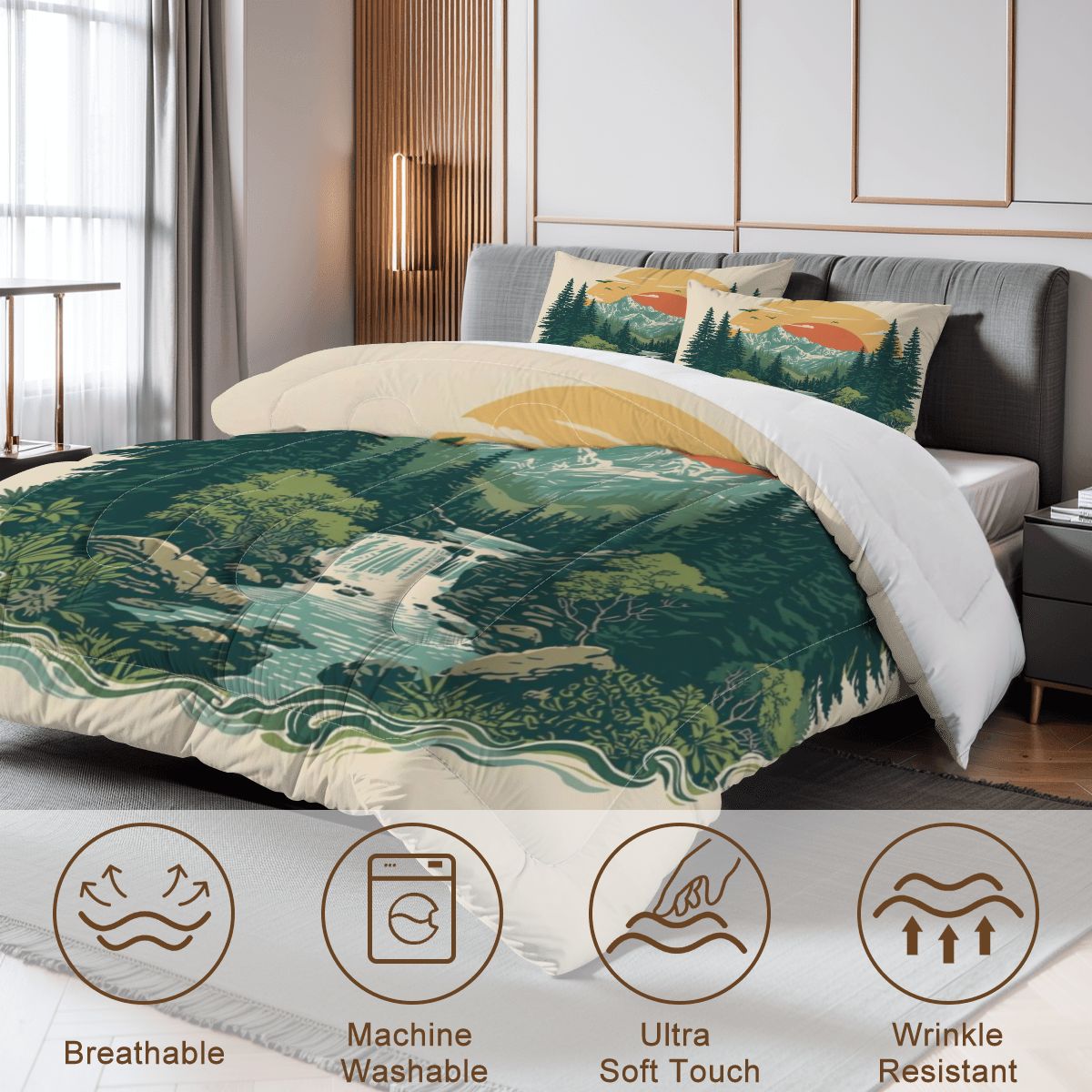 Rustic Mountain Falls Comforter Set - King, Queen, Full, & Twin Sizes Available