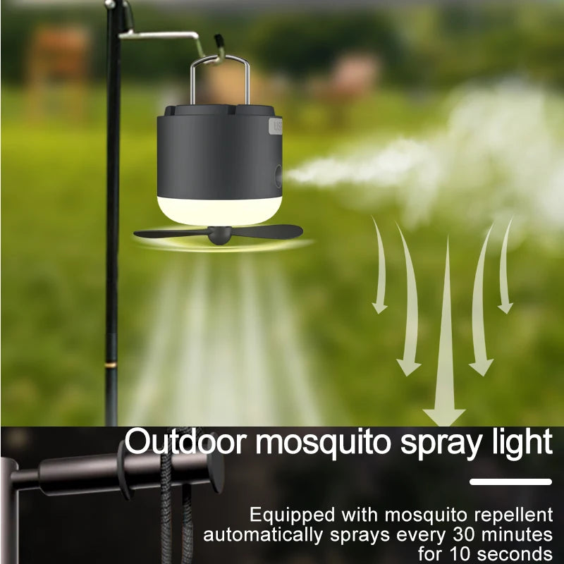 Electric Outdoor Portable LED Light with Ceiling Fan