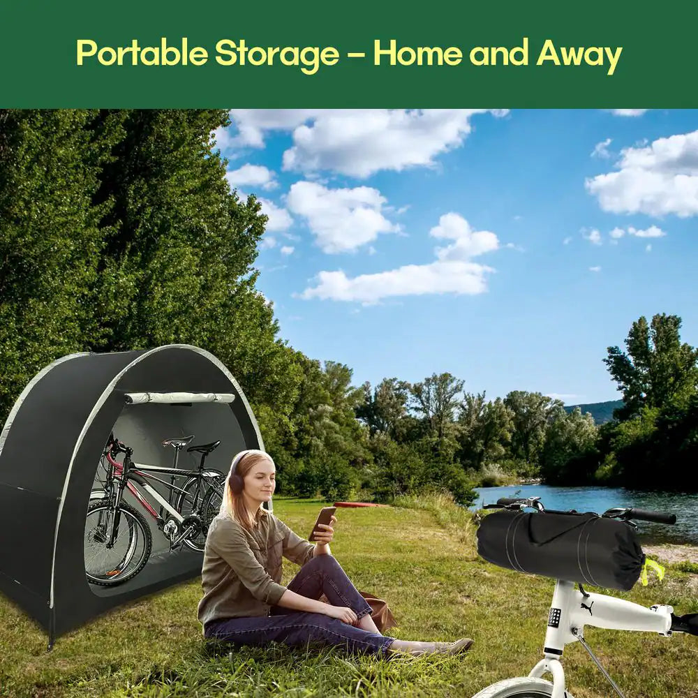 Portable Foldable Outdoor Bike Storage Tent 6.5 Ft. X 2.7 Ft. for 2-3 Bikes Water-Resistant