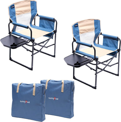 Camping Directors Chair, Heavy Duty,Oversized Portable Folding Chair with Side Table, Pocket for Beach, Fishing,Trip,Picnic,Lawn,Concert Outdoor Foldable Camp Chairs