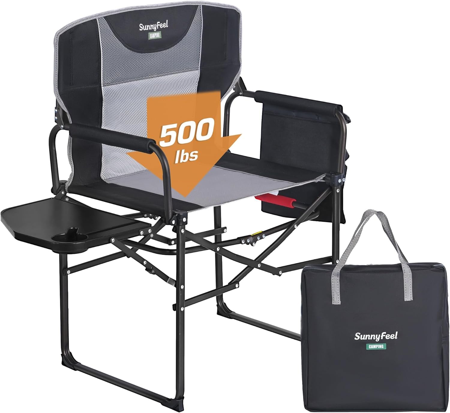 Camping Directors Chair, Heavy Duty,Oversized Portable Folding Chair with Side Table, Pocket for Beach, Fishing,Trip,Picnic,Lawn,Concert Outdoor Foldable Camp Chairs