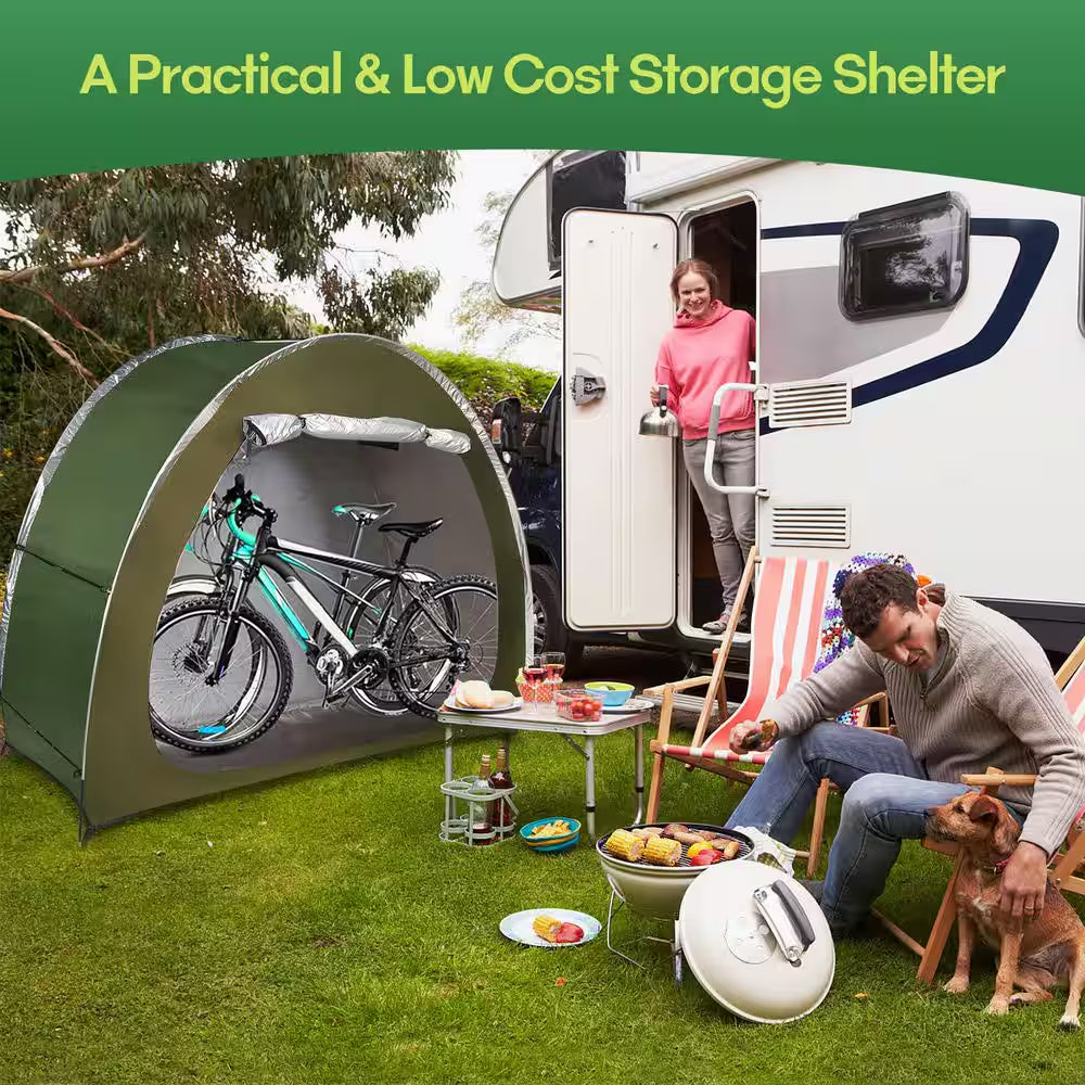 Portable Foldable Outdoor Bike Storage Tent 6.5 Ft. X 2.7 Ft. for 2-3 Bikes Water-Resistant
