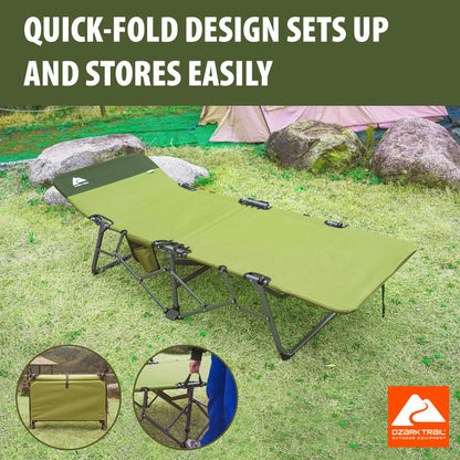 Adult Quick Fold Speedy Camp Cot, Green, 79"X 33" X 16"