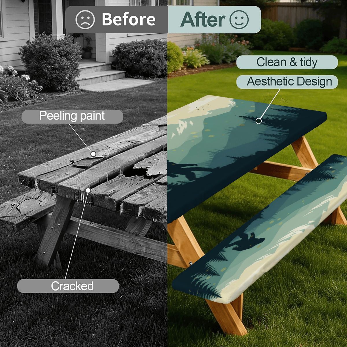 Bigfoot Picnic Table Cover with Bench Covers 5FT