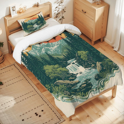 Rustic Mountain Falls Comforter Set - King, Queen, Full, & Twin Sizes Available
