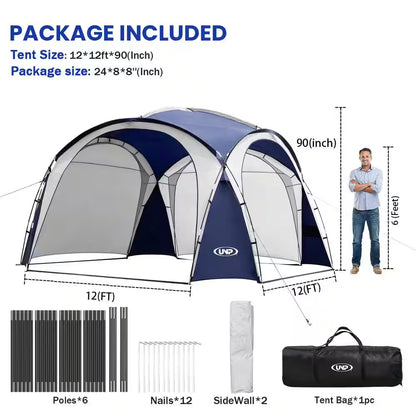 Blue Large Sun Shelter for 9-People to 12-People UPF50+ Portable Beach Sunshade Tent with Carry Bag