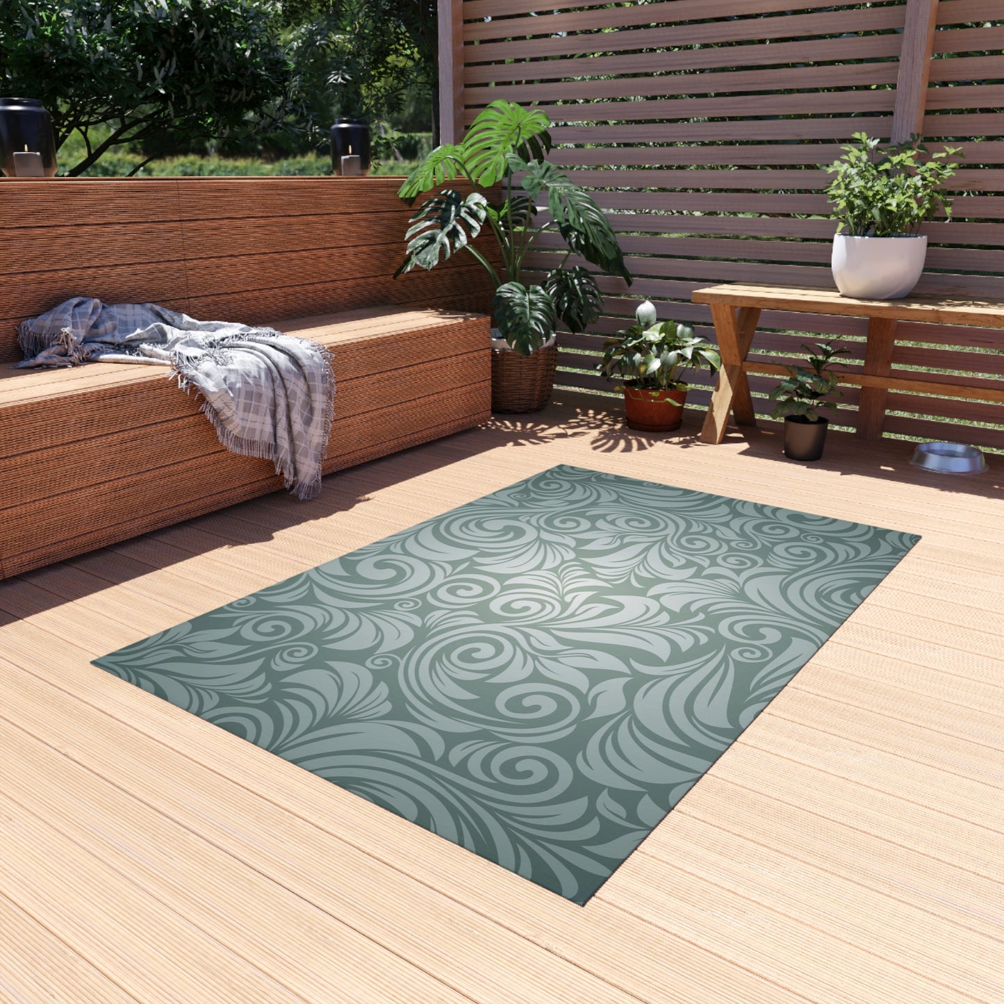 Paisley Green Outdoor Rug