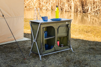 Camping Table, Gray, 34.2"Wx19.6"Dx31.5"H, New