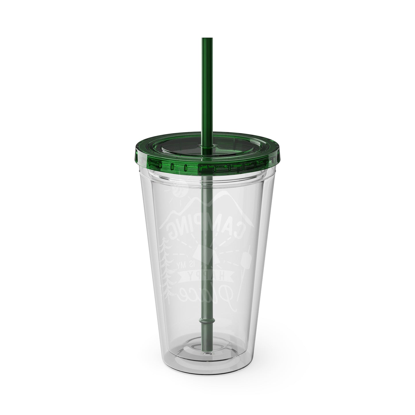 Camping is My Happy Place - Sunsplash Tumbler with Straw, 16oz