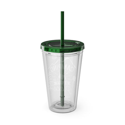 Camping is My Happy Place - Sunsplash Tumbler with Straw, 16oz