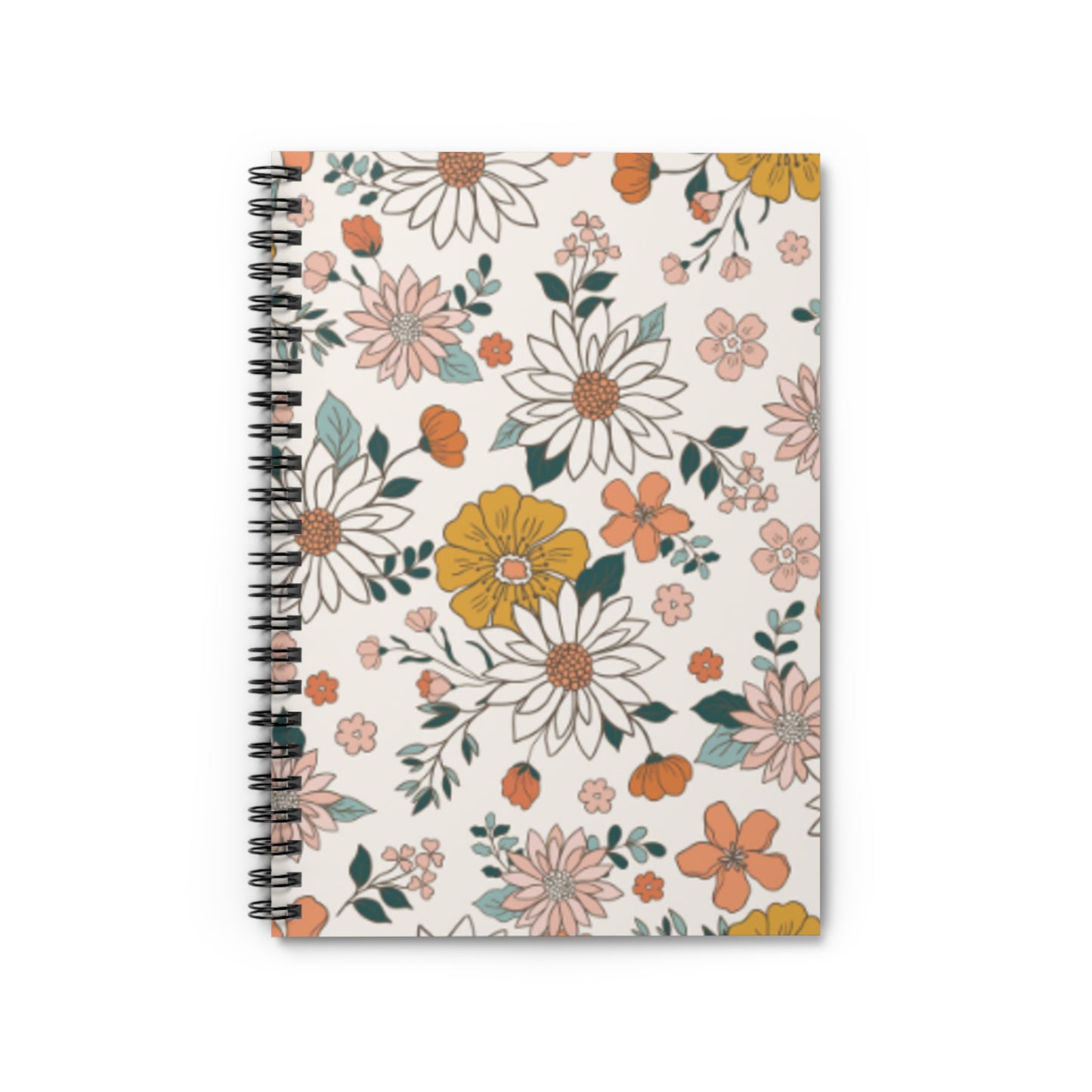 Retro Flowers Spiral Notebook - Ruled Line