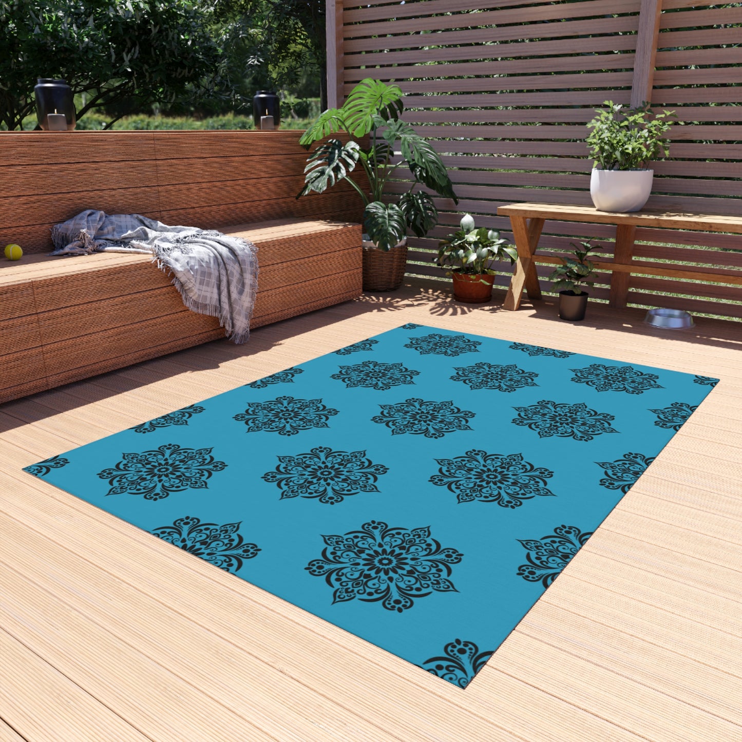 Medallion Blue Outdoor Rug