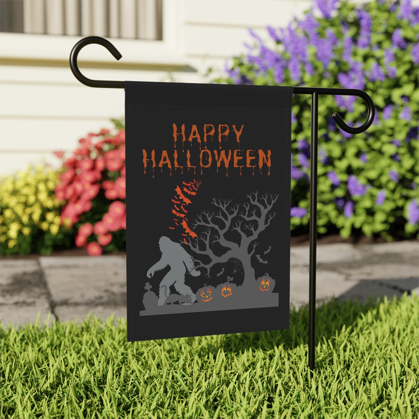 Happy Halloween Spooky Bigfoot - Garden & House Banner