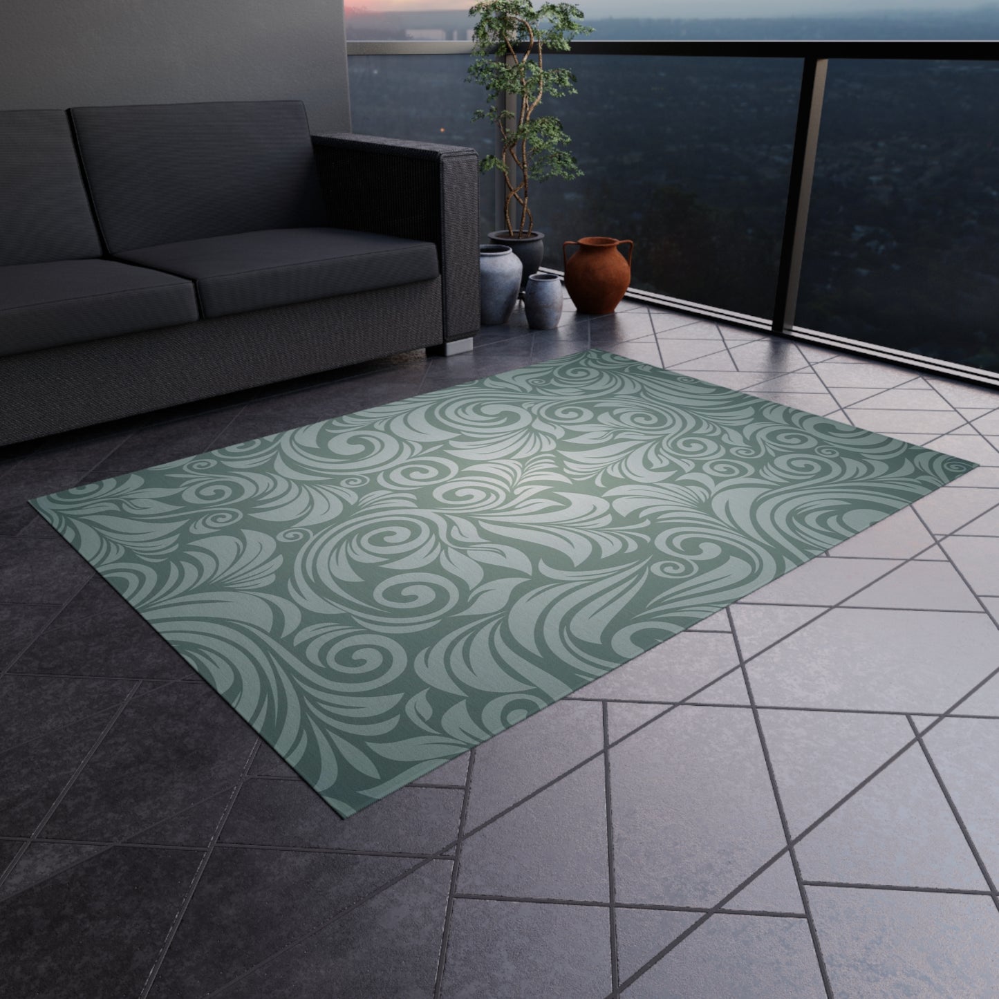 Paisley Green Outdoor Rug