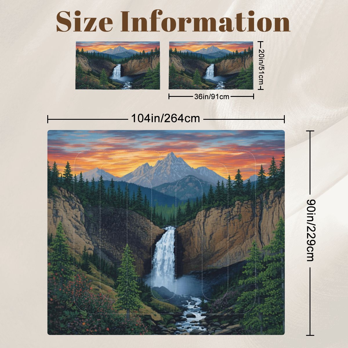 Mountain Waterfall King Comforter -3 PCS Set