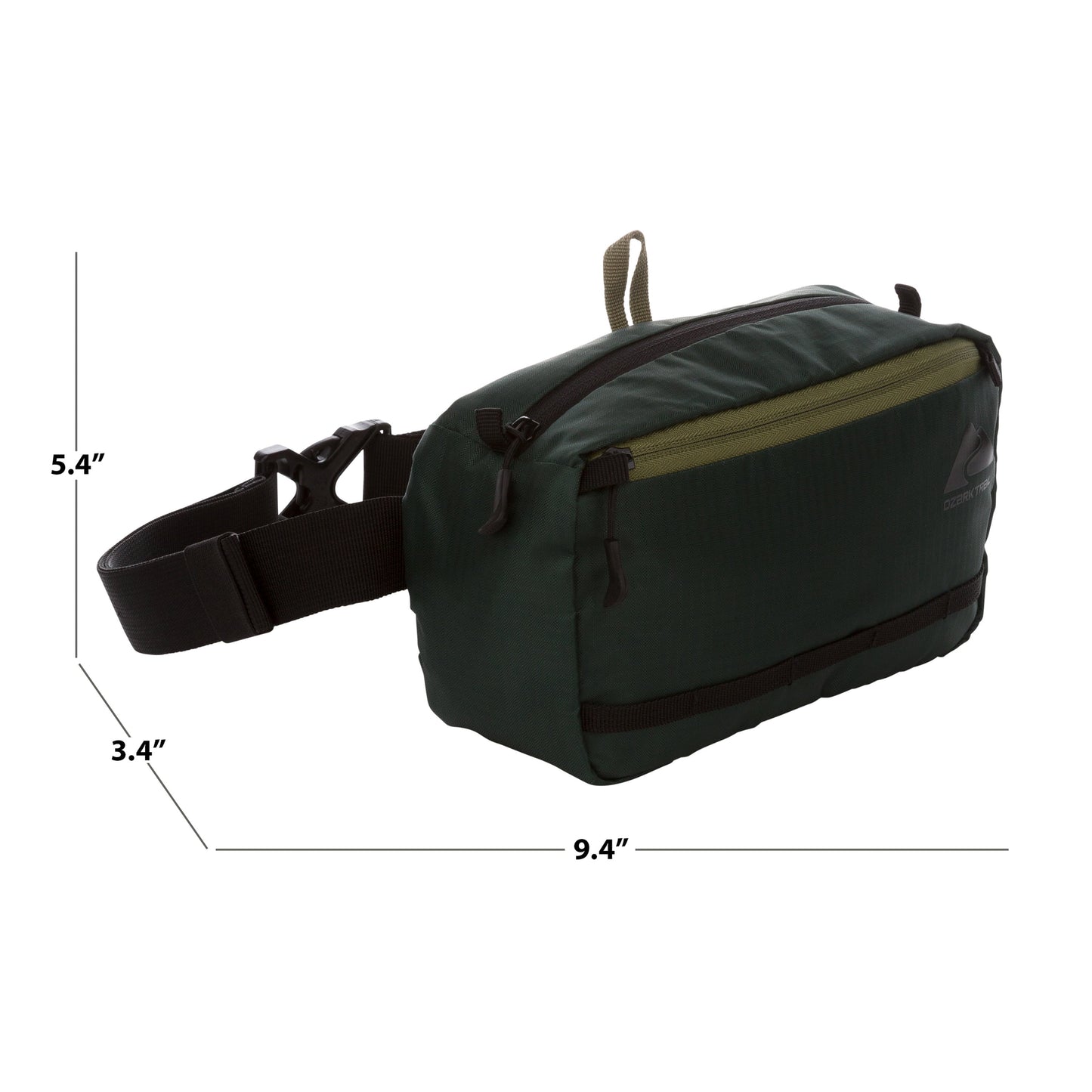 3.5 Ltr on Waist Pack, Green, Unisex, Polyester Zipper