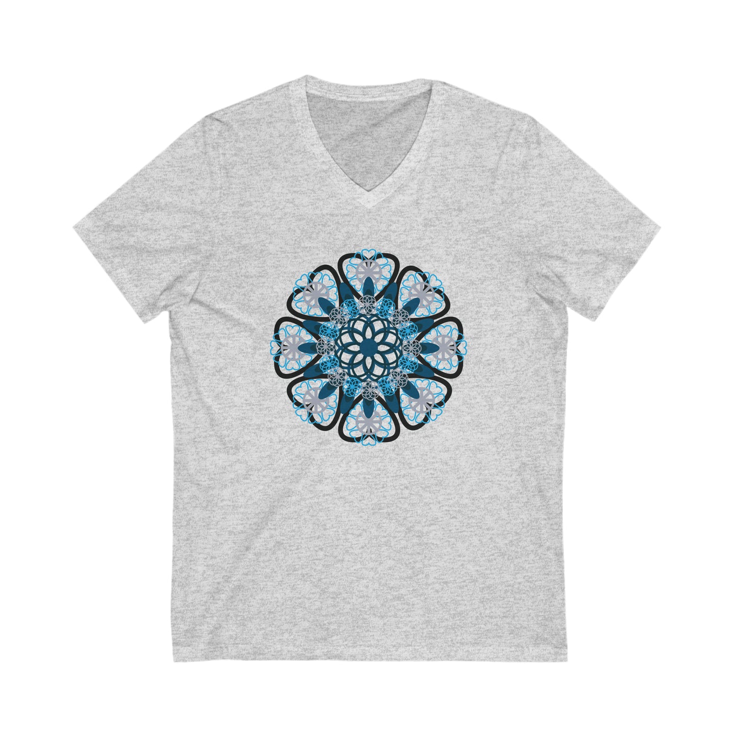 Blue Flower Unisex Jersey Short Sleeve V-Neck Tee